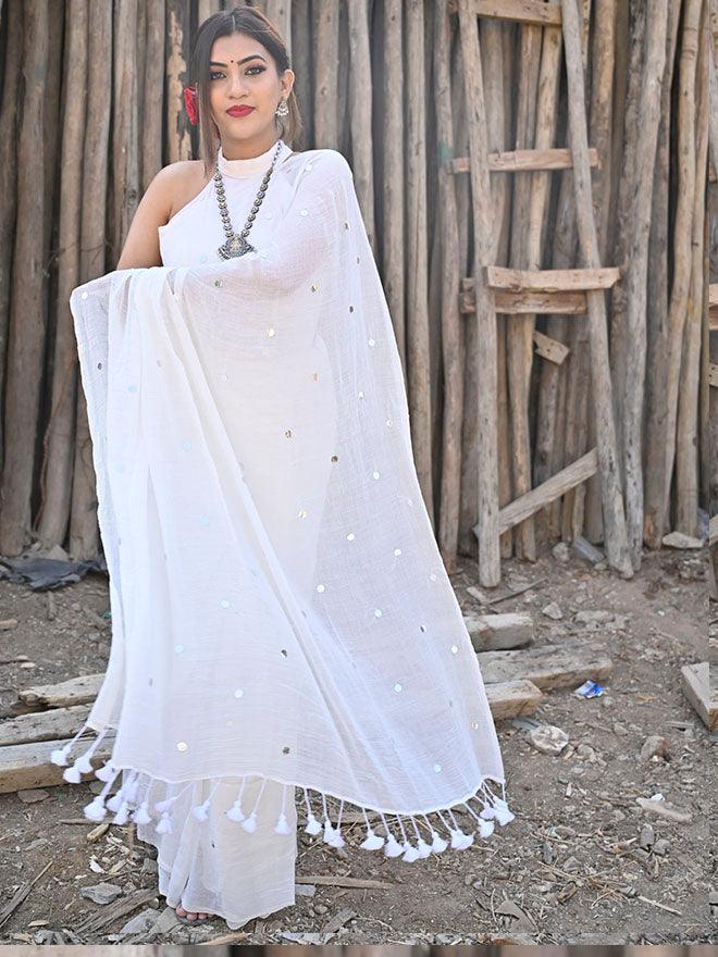SNOW WHITE SAREE - Eternity by Sakshi