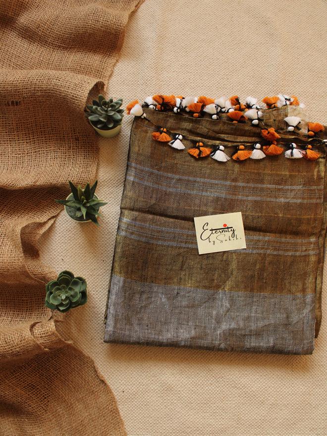 Surma Metallic Linen Saree - Eternity by Sakshi