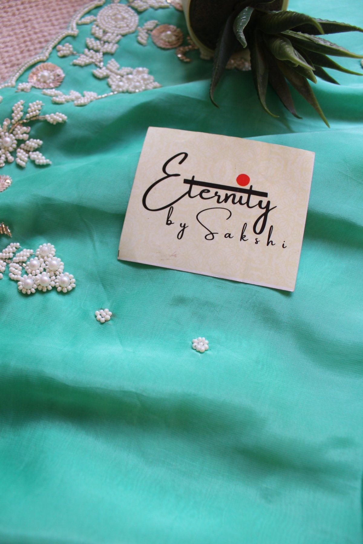Teal Handwork Saree - Eternity by Sakshi