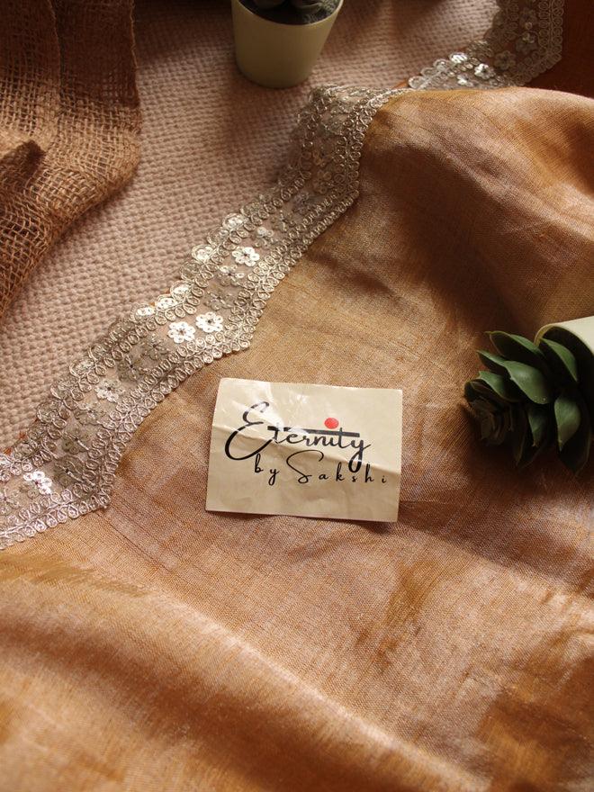 Turmeric Metallic Linen Saree - Eternity by Sakshi