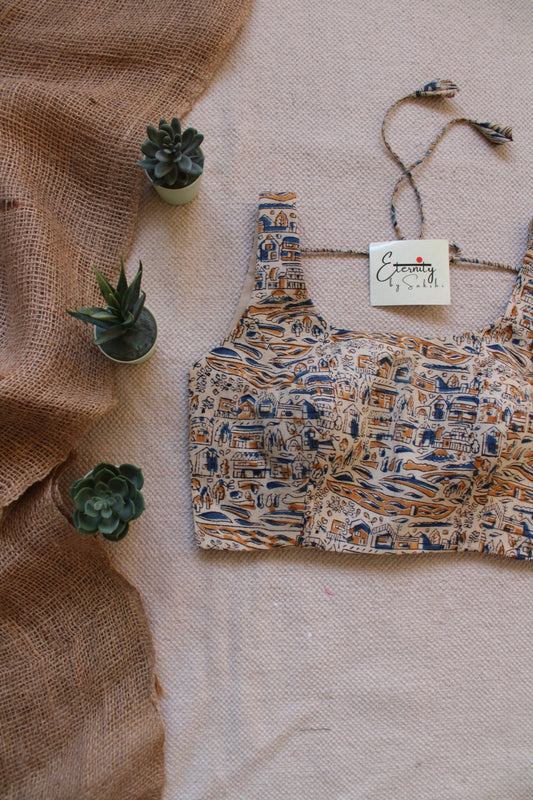 White Kalamkari Blouse - Eternity by Sakshi