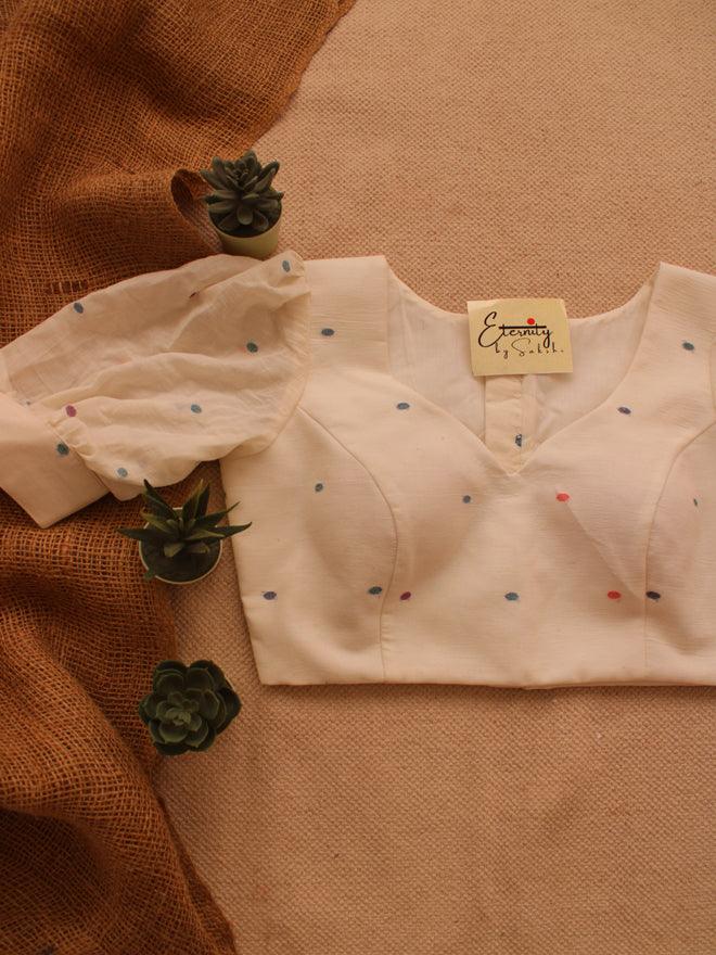 White Polka Blouse - Eternity by Sakshi
