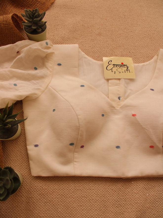 White Polka Blouse - Eternity by Sakshi