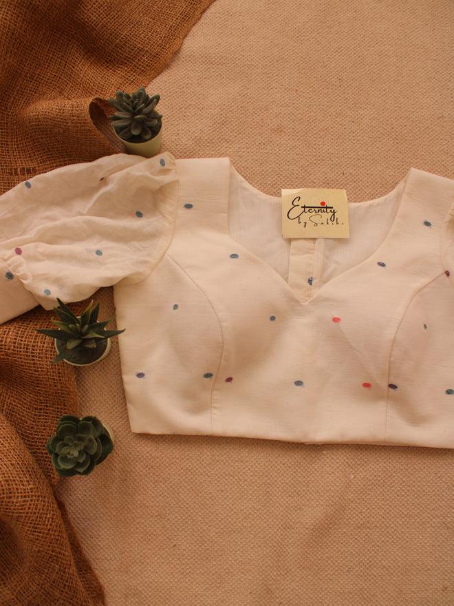 White Polka Blouse - Eternity by Sakshi