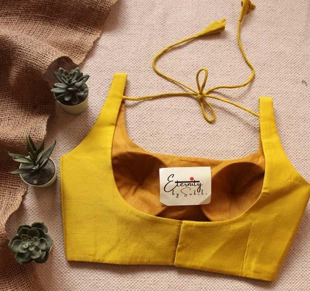 Maroon Breezy Saree + Yellow Noorie Blouse Combo - Eternity by Sakshi