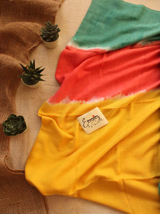 YELLOW TIE AND DYE SAREE - Eternity by Sakshi