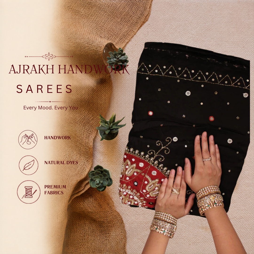 Ajrakh Handwork Sarees