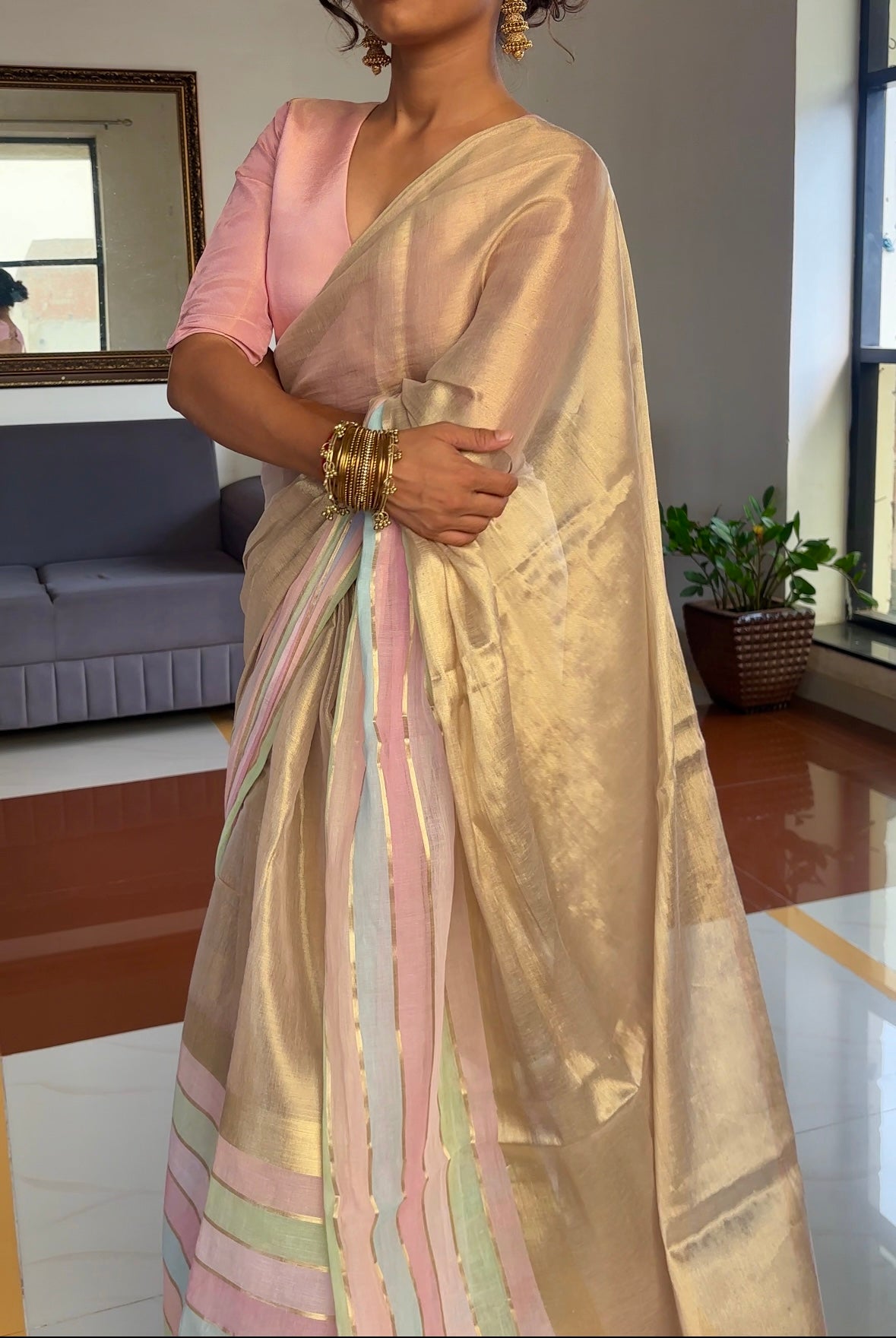 Pastel Whisper Tissue Saree- Onam - Eternity by Sakshi