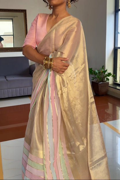 Pastel Whisper Tissue Saree- Onam - Eternity by Sakshi