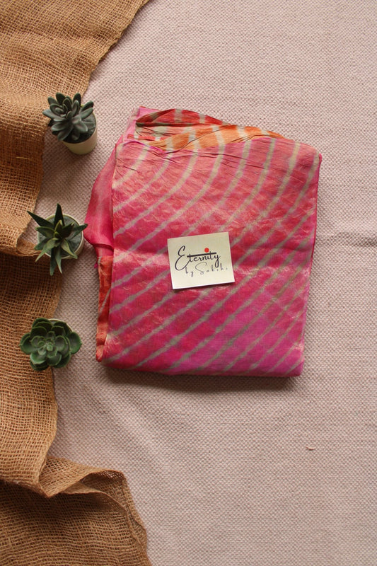 Pink Orange Ombre Tissue Leheriya Saree - Eternity by Sakshi