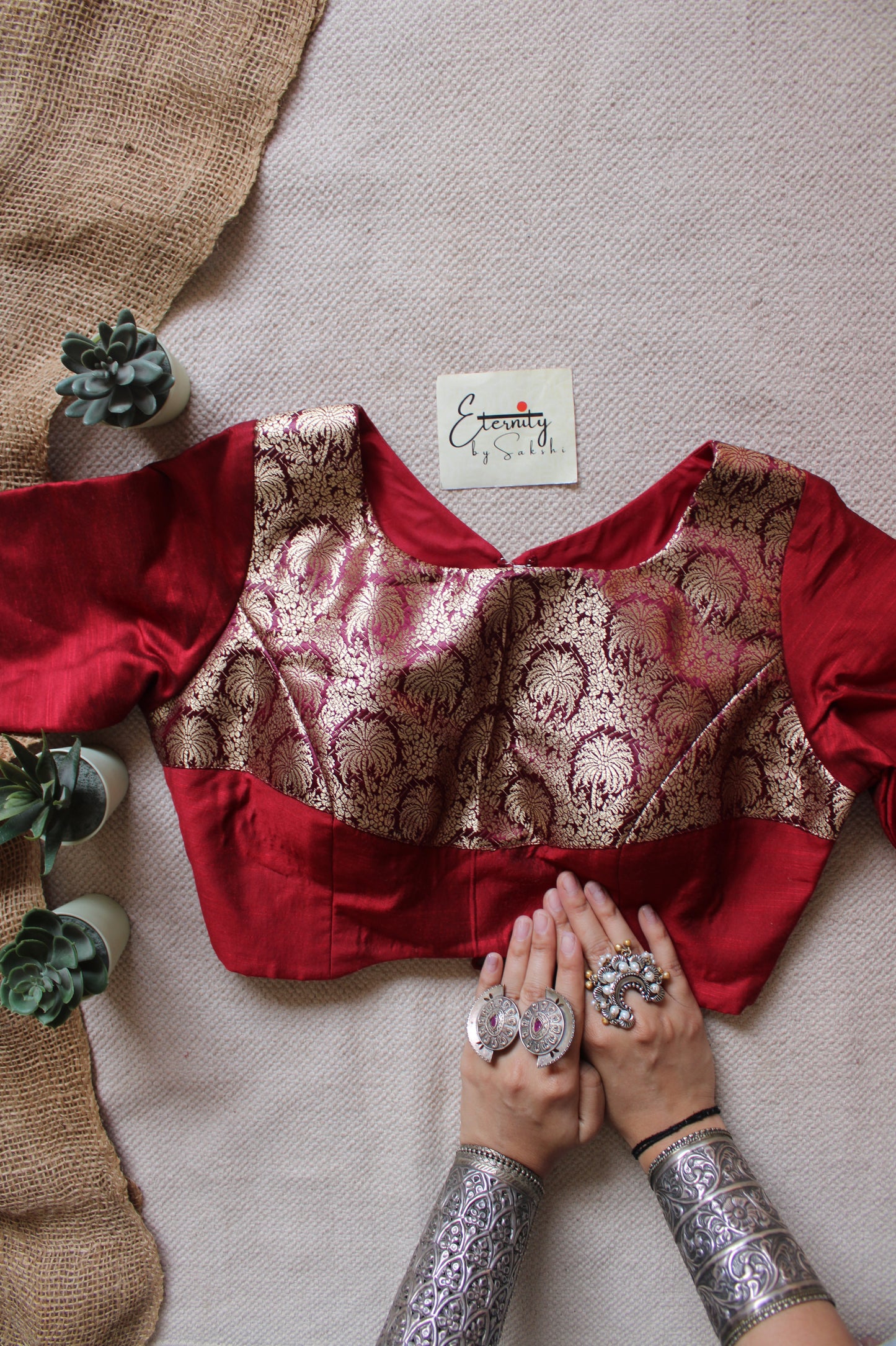 Maroon Gulnaar Brocade Blouse