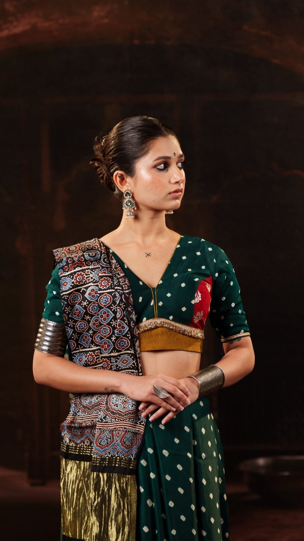 Green Modal Bandhani Saree - Eternity by Sakshi