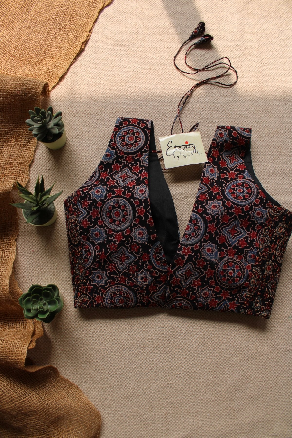 Kohl Ajrakh Strechable Blouse - Eternity by Sakshi