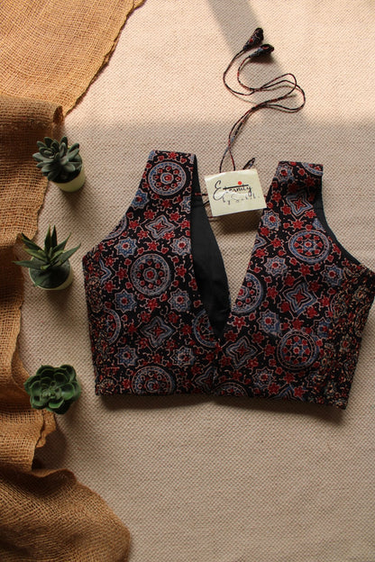 Kohl Ajrakh Strechable Blouse - Eternity by Sakshi