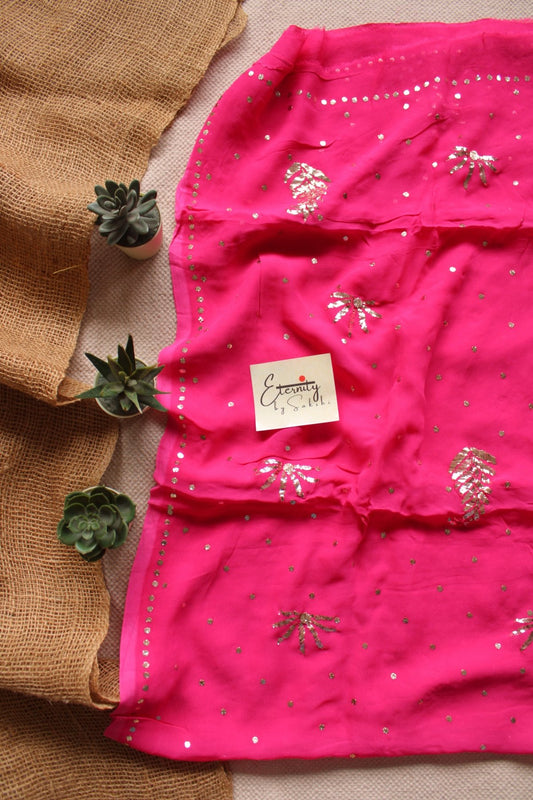 Rose Pink Kamdani Mukesh Handwork Saree - Eternity by Sakshi