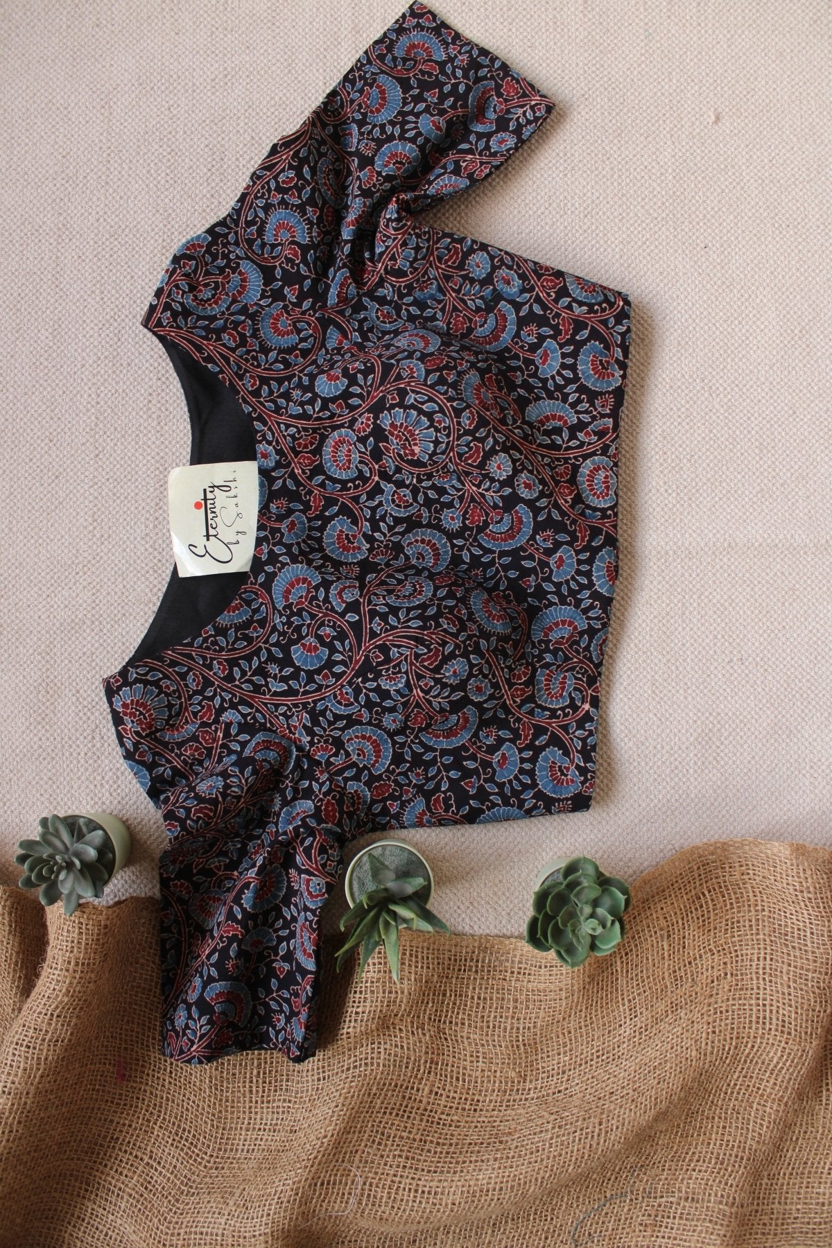 Ajrakh Black – Indigo Vine Blouse - Eternity by Sakshi