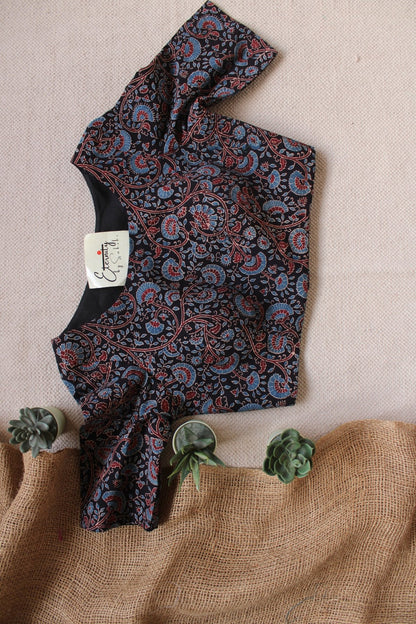 Ajrakh Black – Indigo Vine Blouse - Eternity by Sakshi