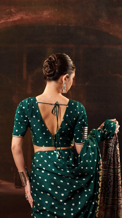 Green Bandhani Blouse - Eternity by Sakshi