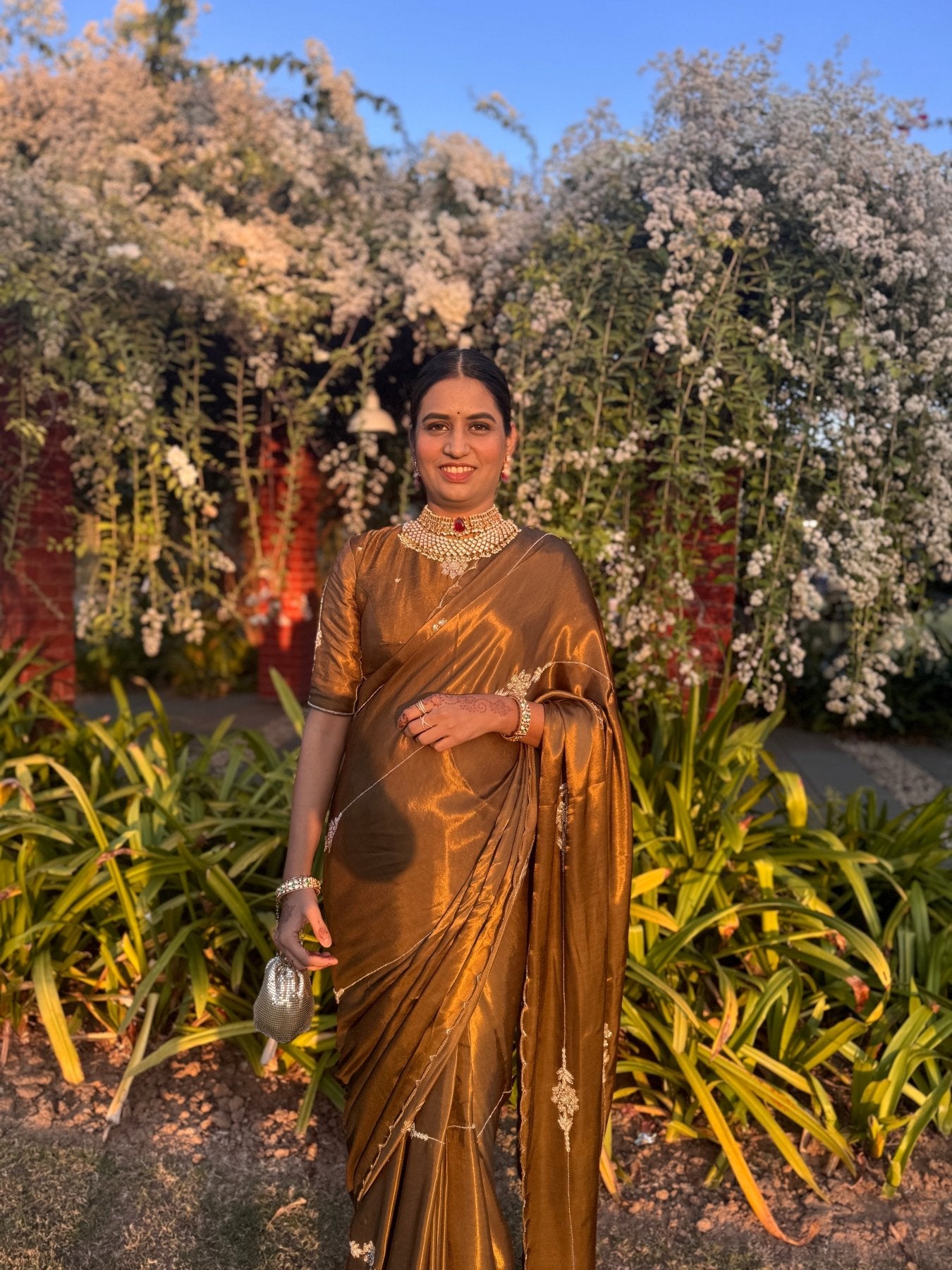 Cappuccino Modal Handwork Saree - Eternity by Sakshi