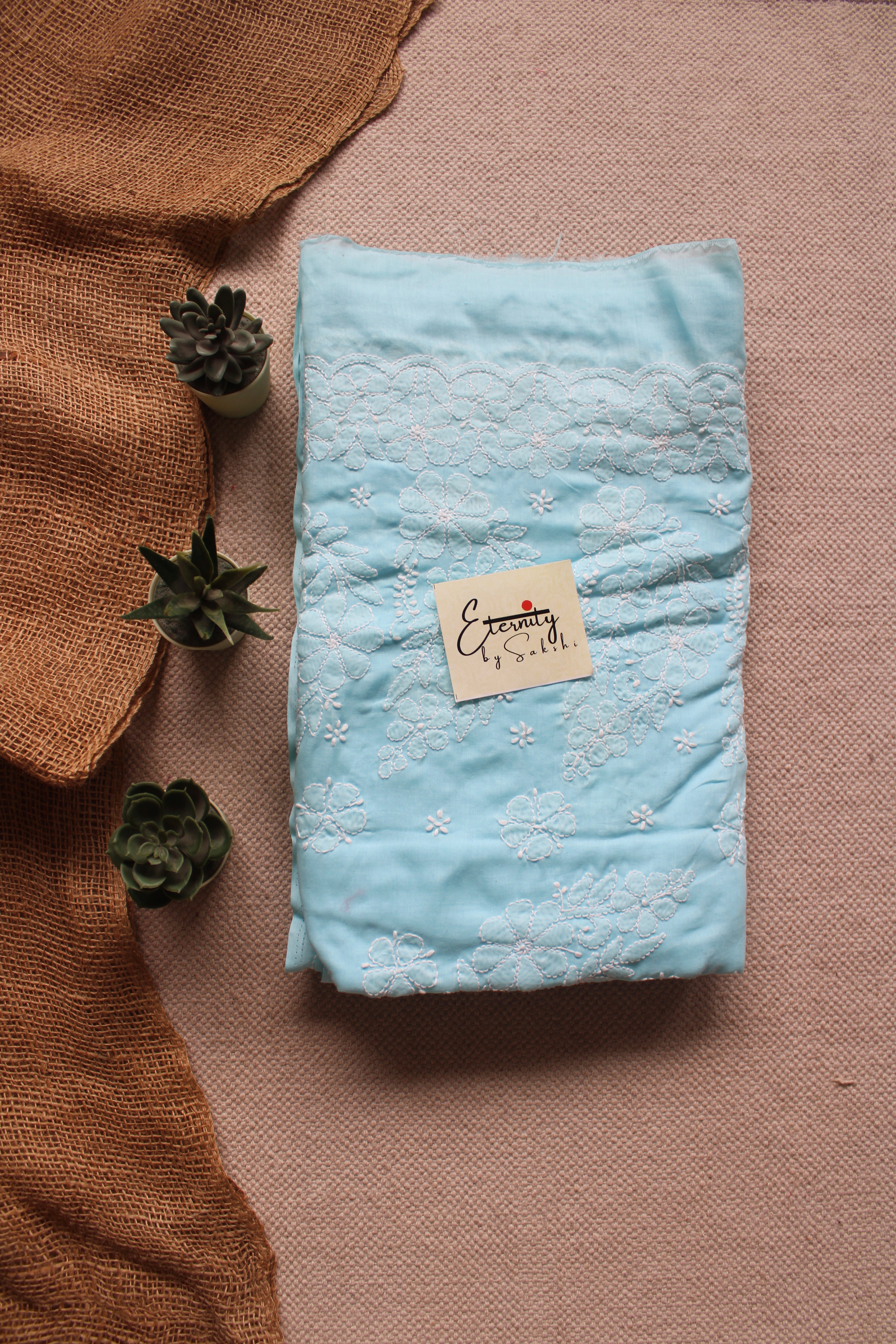 Blue Lucknowi Handwork Saree