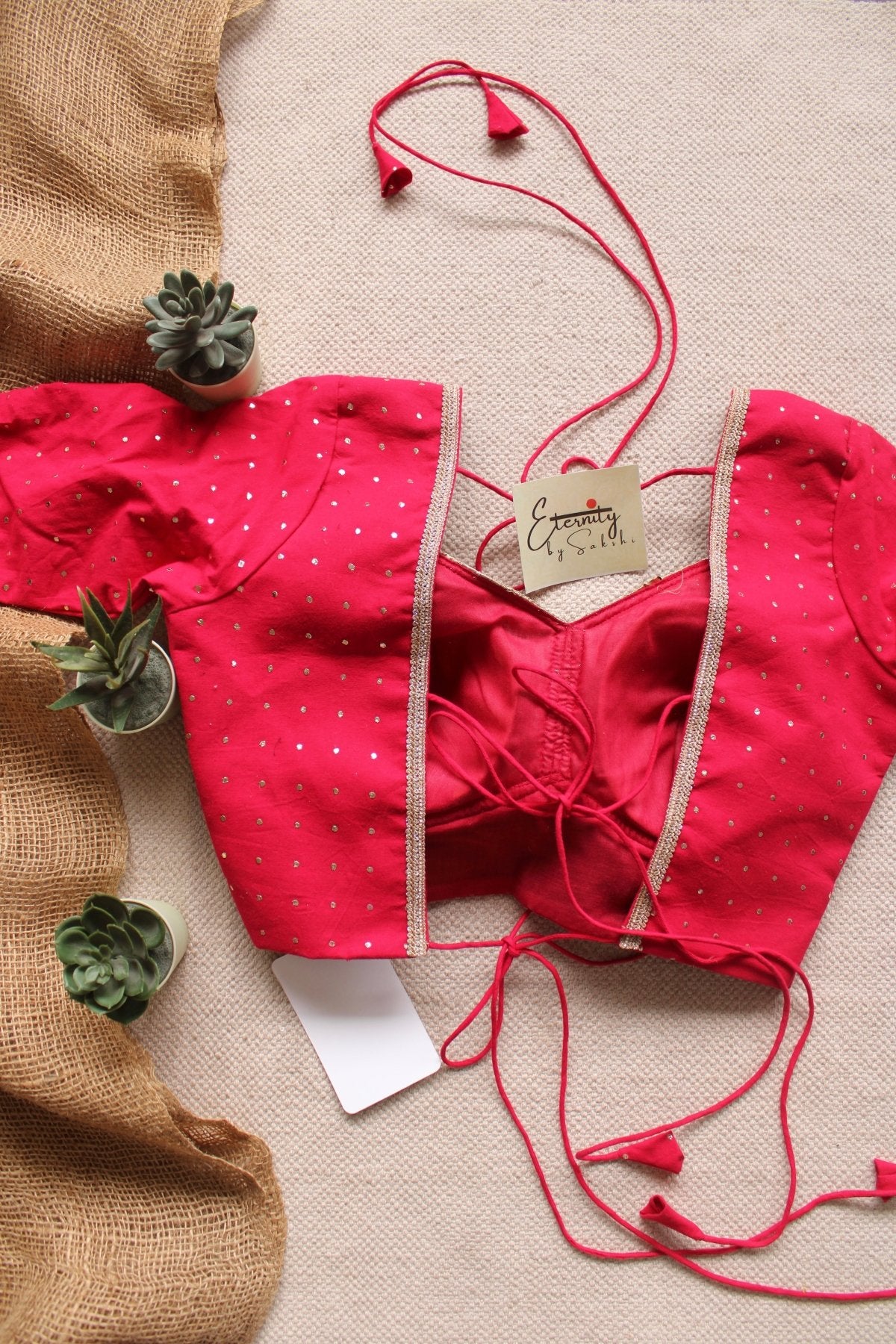 Sunehri Pink Backless Patch Blouse - Eternity by Sakshi