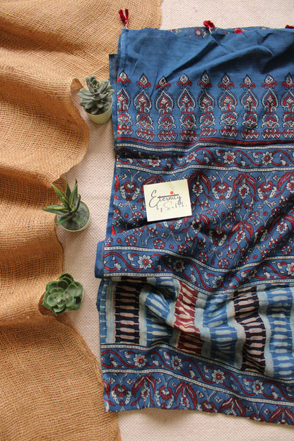 Indigo Rajneel Ajrakh Saree