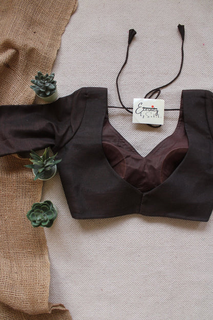 Brown Madhubala With Sleeves Blouse - Eternity by Sakshi