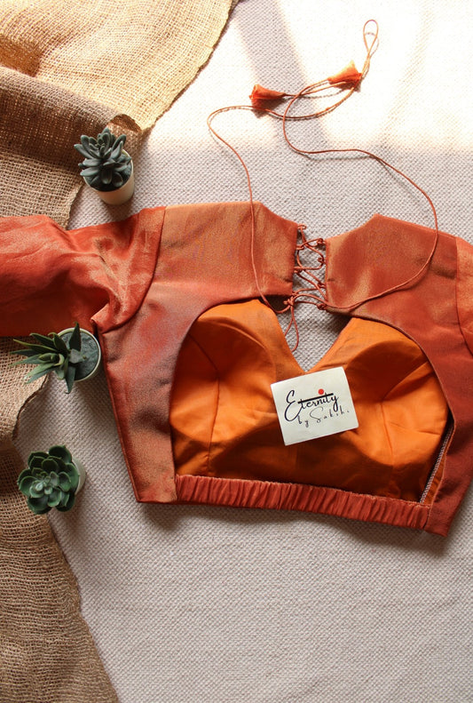 Orange Tissue Elastic Blouse - Eternity by Sakshi