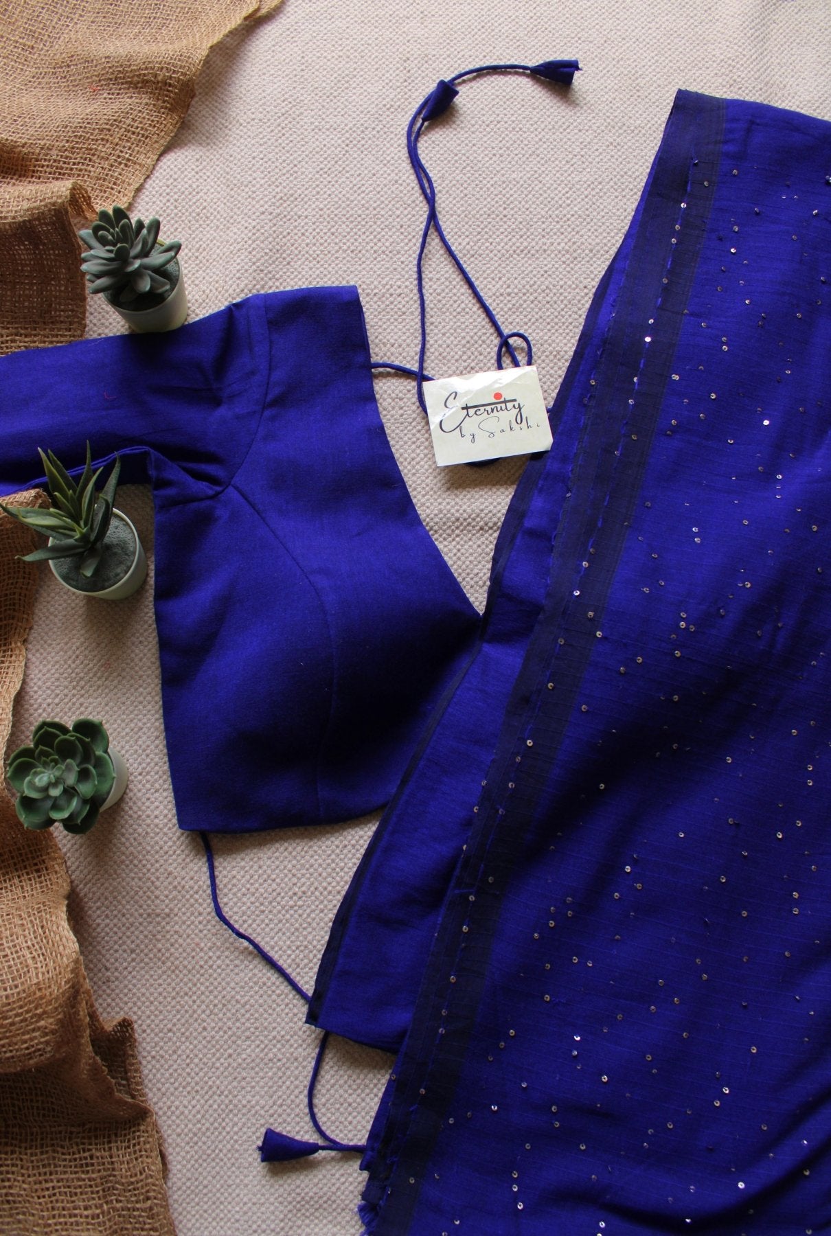 Blue Rozana Saree + Blue Shadow Blouse Combo - Eternity by Sakshi