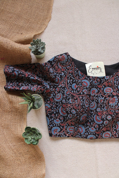 Ajrakh Black – Indigo Vine Blouse - Eternity by Sakshi