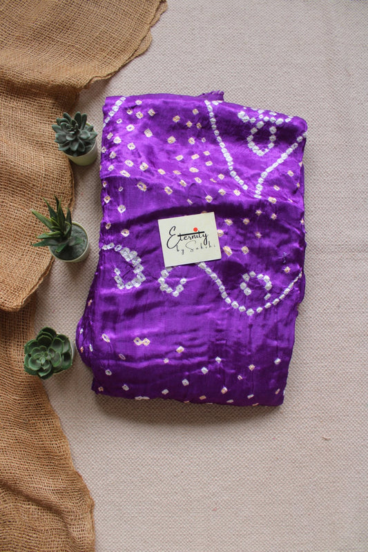 Purple Plain Bandhani Saree - Eternity by Sakshi