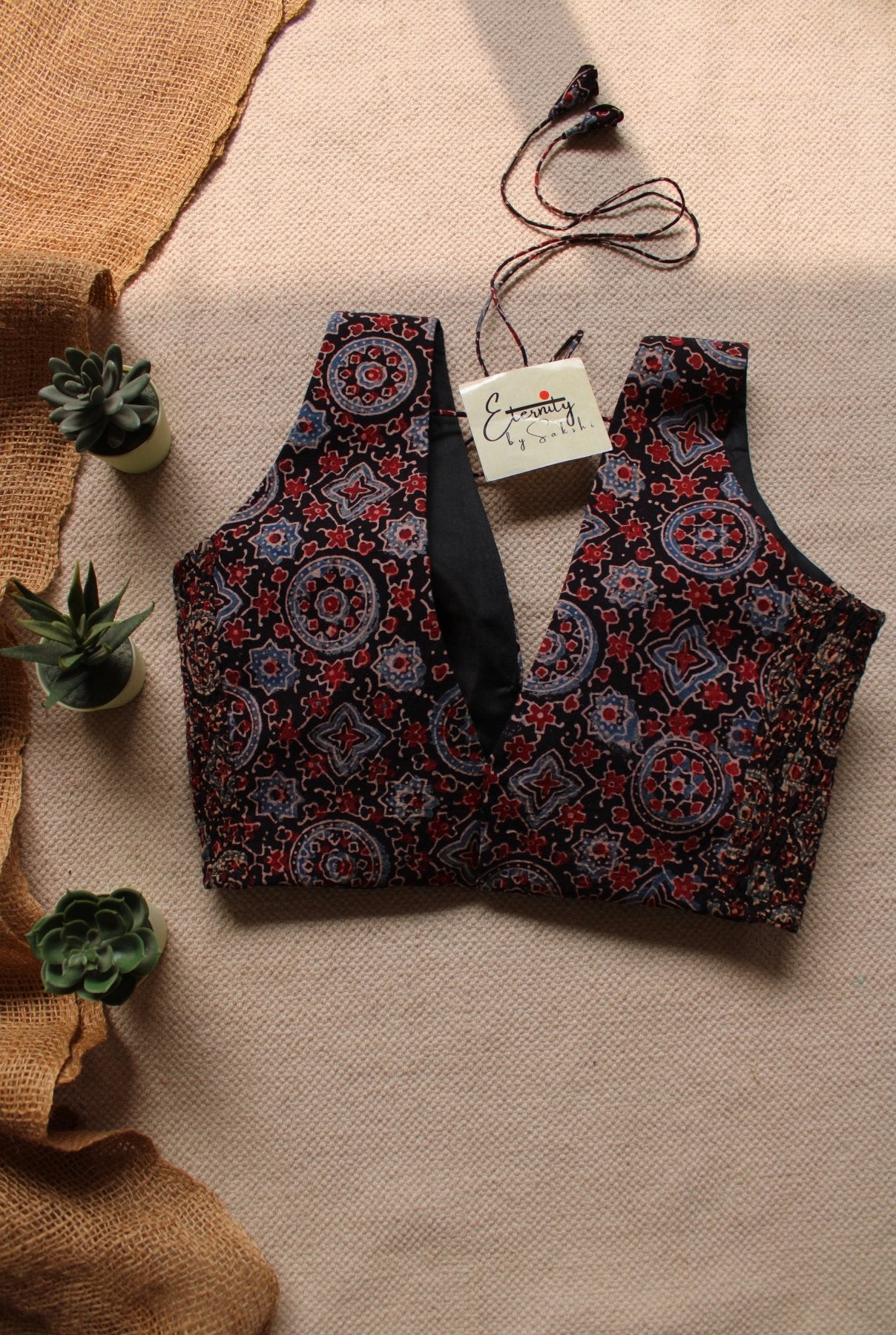 Kohl Ajrakh Strechable Blouse - Eternity by Sakshi
