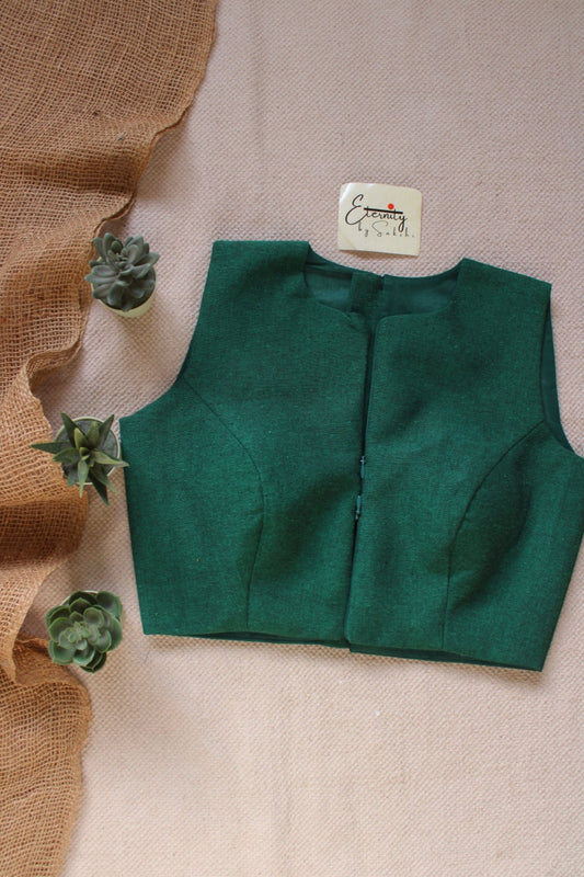 Green Leafy Double Zip Mood Blouse - Eternity by Sakshi