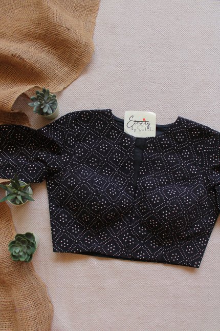 Black Vanilla Ajrakh Blouse - Eternity by Sakshi