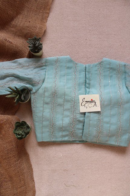 Pastel Wave Chanderi With Pearl Work Blouse - Eternity by Sakshi