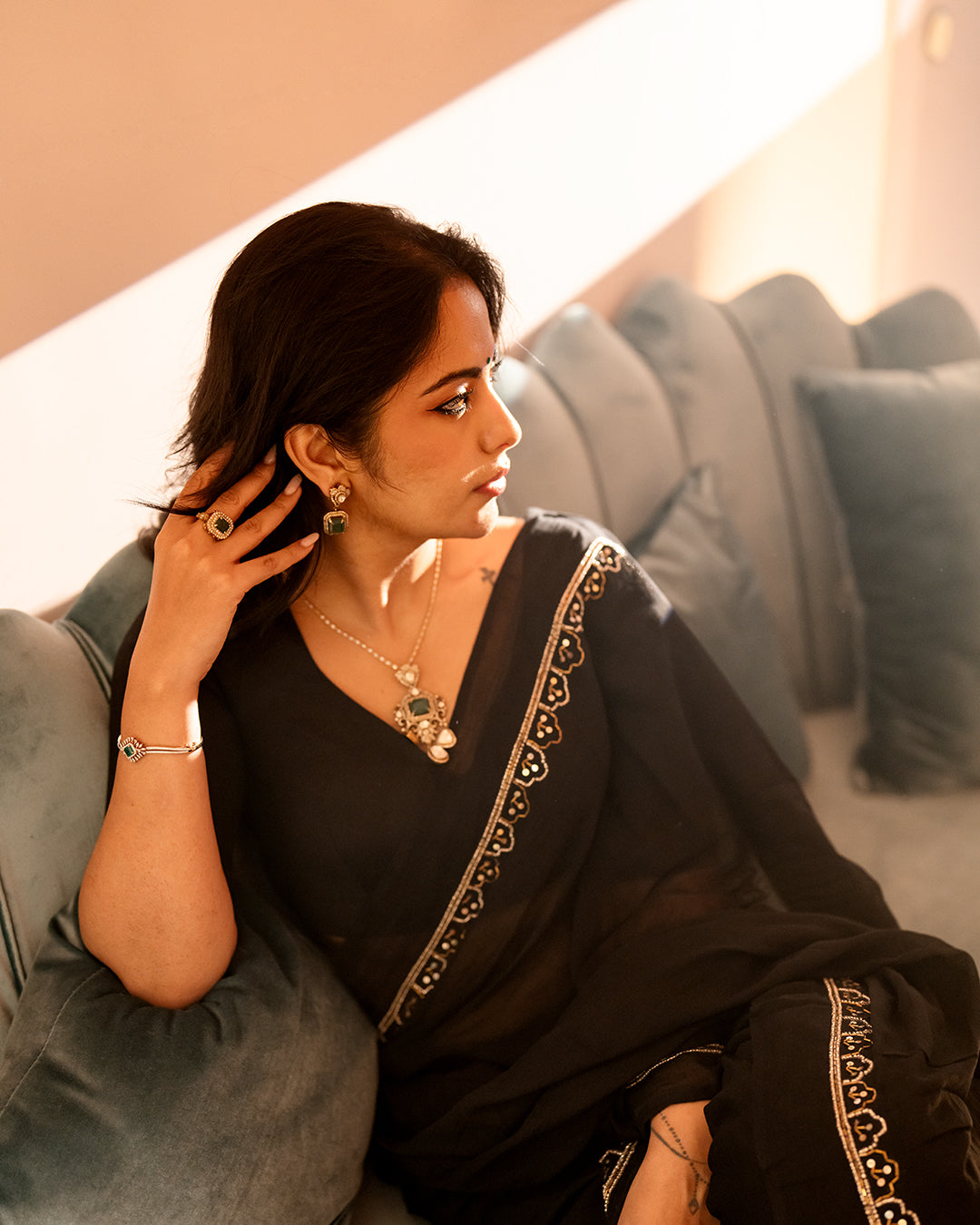 Black Noor Saree