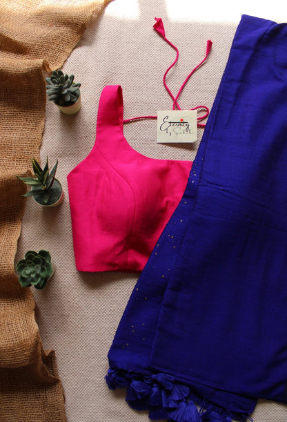 Blue Rozana Saree + Fuscia Noorie Blouse Combo - Eternity by Sakshi