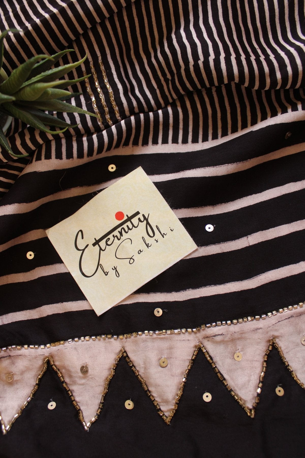 Radhika Ajrakh Modal Silk Saree with Artisan Handwork - Eternity by Sakshi