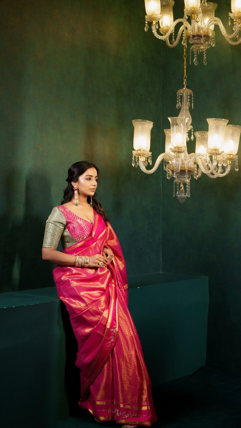 Rani Pink Jacquard Handwork Saree - Eternity by Sakshi