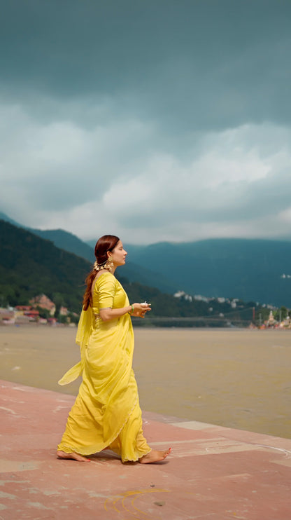 Yellow Pearl Saree