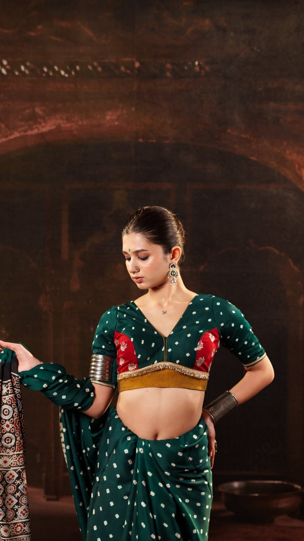 Green Bandhani Blouse - Eternity by Sakshi