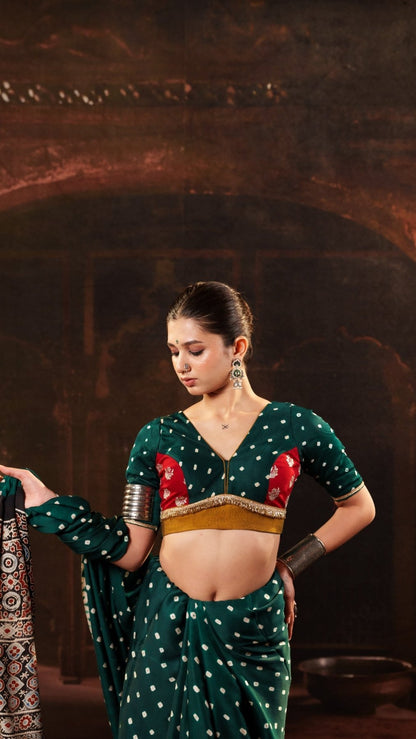 Green Bandhani Blouse - Eternity by Sakshi