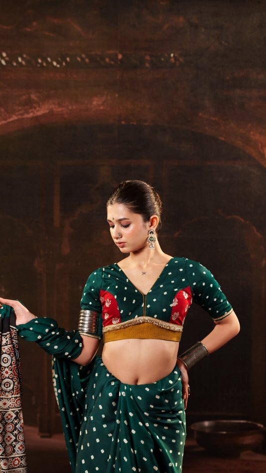 Green Bandhani Blouse - Eternity by Sakshi