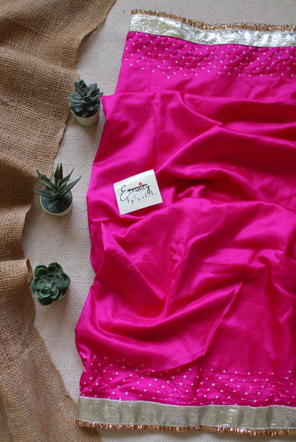 Pink Mulberry Silk Bandhej Saree - Eternity by Sakshi