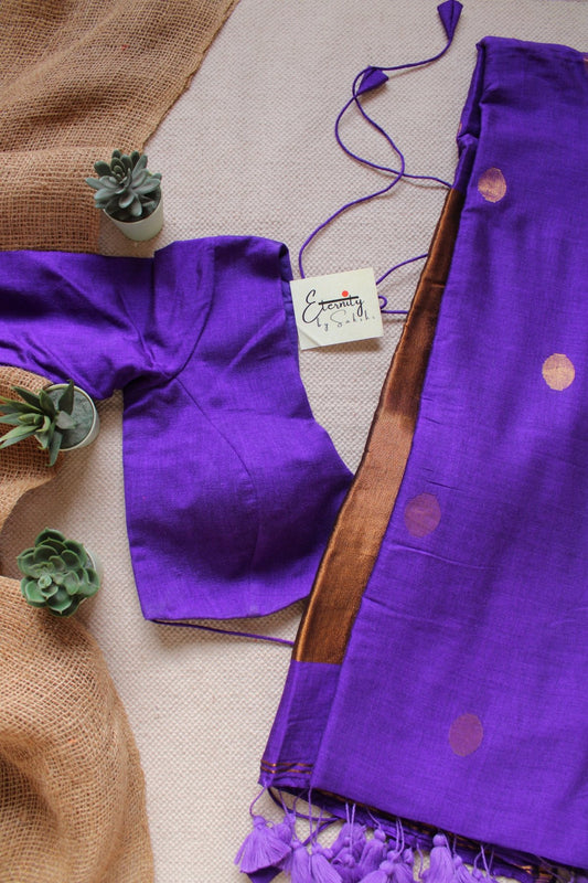 Purple Polka Saree + Purple Shadow Blouse Combo - Eternity by Sakshi