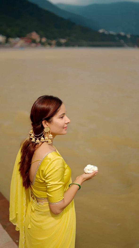 Yellow Pearl Saree