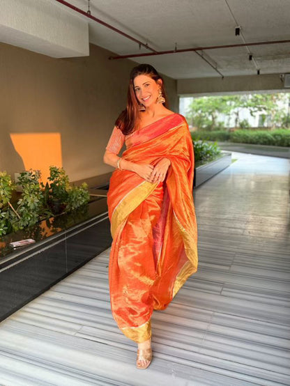 Aza Metallic Linen Saree