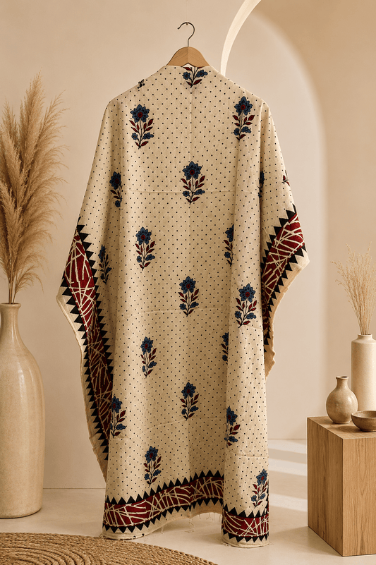Kaftan Fabric Offwhite Flowers - Eternity by Sakshi