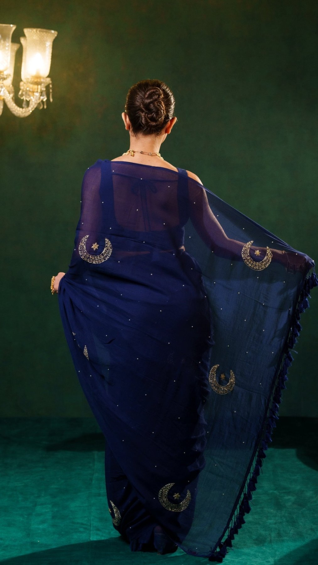 Midnight Chand Tara Handwork Saree - Eternity by Sakshi