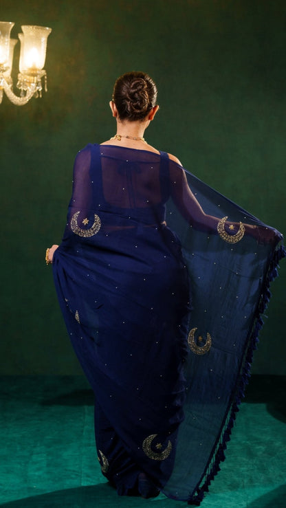 Midnight Chand Tara Handwork Saree - Eternity by Sakshi
